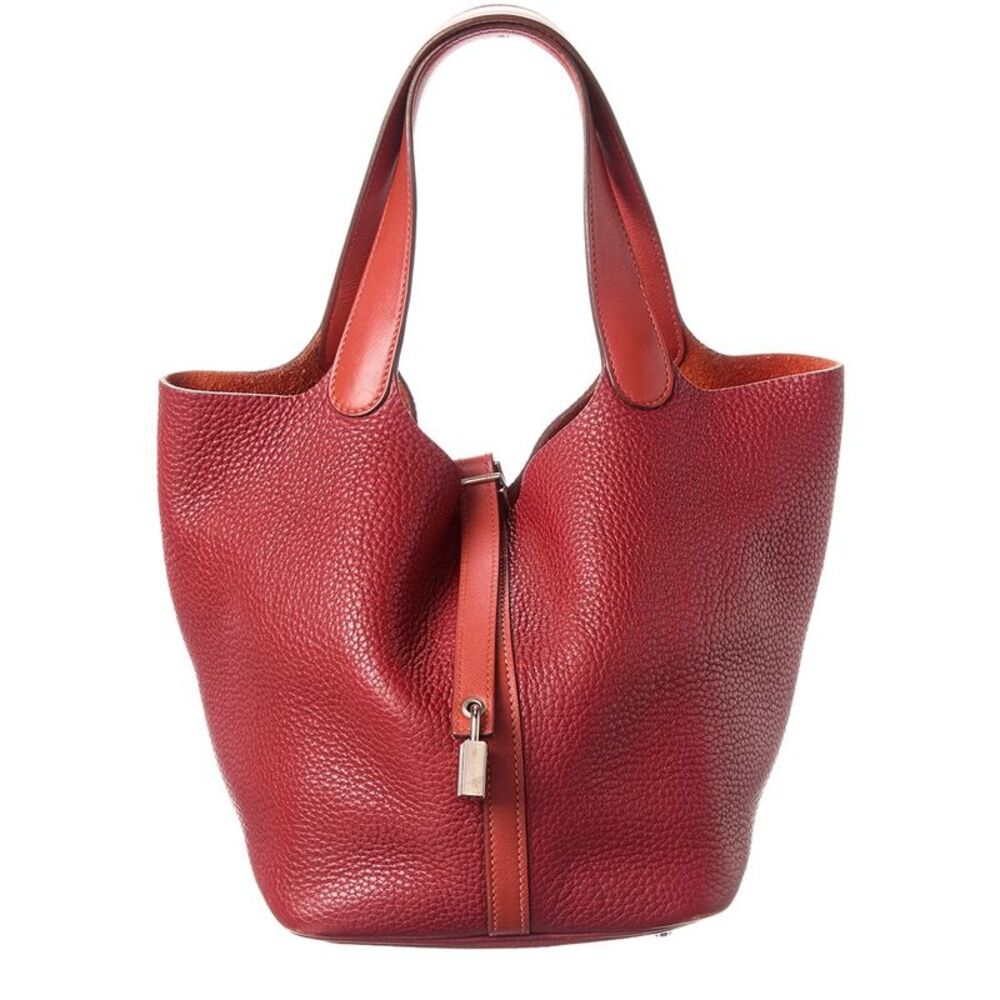 Hermès Red Clemence Leather Picotin Mm Hand-Turned Bag (Authentic Pre-Loved)
